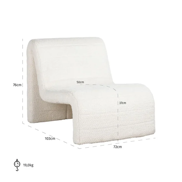 Fotoliu alb din tesatura boucle Kelly - imagine 7