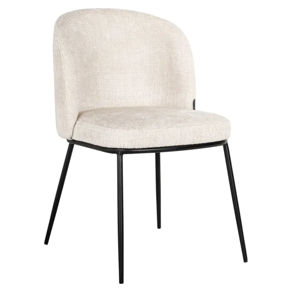 Scaun dining crem din tesatura chenille Elvi