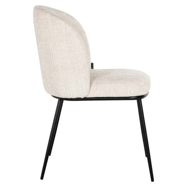 Scaun dining crem din tesatura chenille Elvi - imagine 3