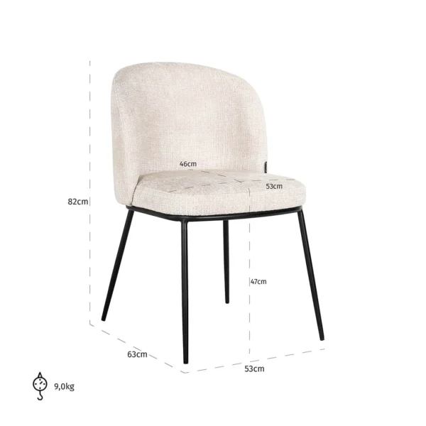 Scaun dining crem din tesatura chenille Elvi - imagine 8