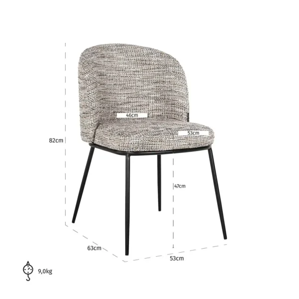 Scaun dining maro/bej din tesatura texturata Elvi - imagine 8