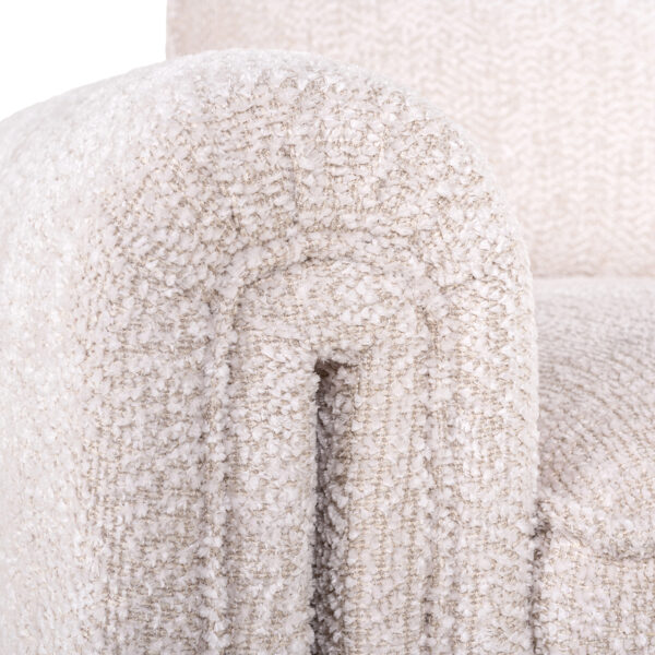Canapea crem din tesatura boucle si lemn de pin Sandro - imagine 5
