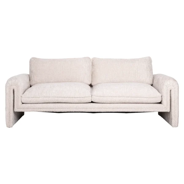 Canapea crem din tesatura boucle si lemn de pin Sandro - imagine 2