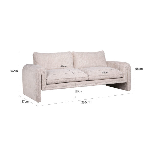 Canapea crem din tesatura boucle si lemn de pin Sandro - imagine 8