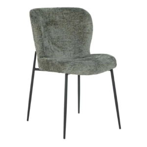 Scaun dining verde/negru din tesatura texturata Darby