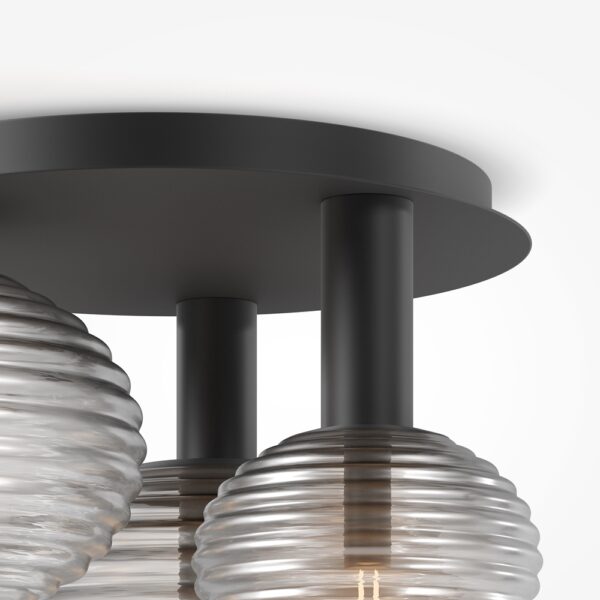 Plafoniera neagra din metal si sticla cu 3 becuri Reels - imagine 4