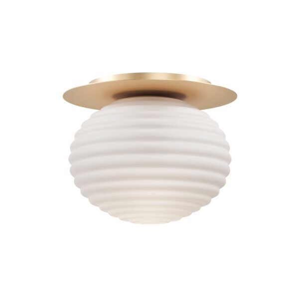 Plafoniera alba din metal si sticla cu 1 bec Reels