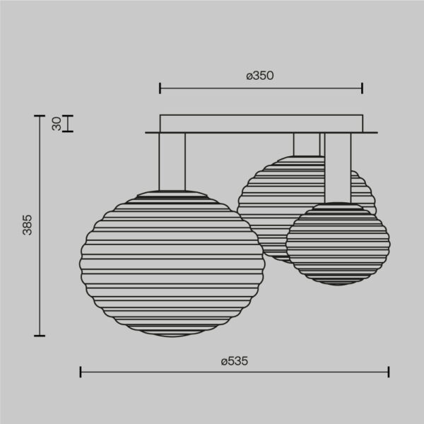Plafoniera neagra din metal si sticla cu 3 becuri Reels - imagine 5
