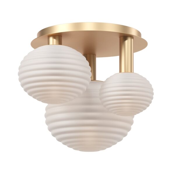 Plafoniera alba/aurie din metal si sticla cu 3 becuri Reels