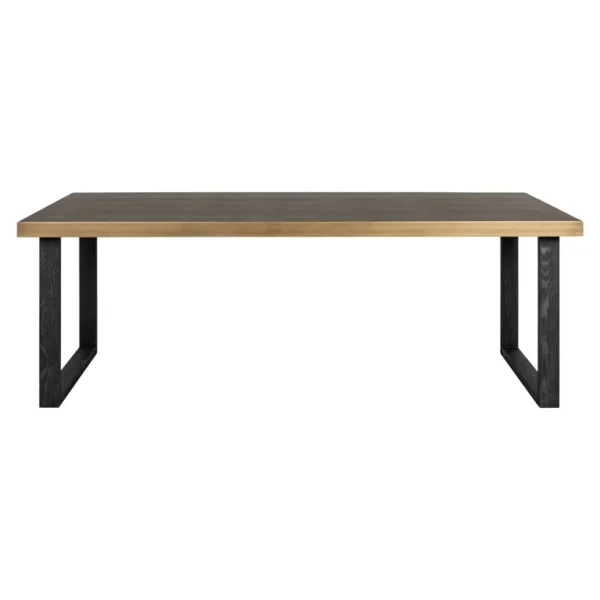 Masa dining neagra/aurie din fier si piele 200x100 Bloomville - imagine 2