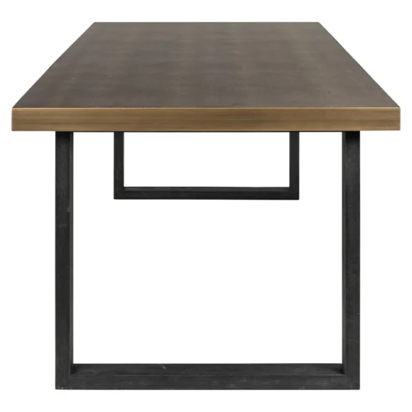 Masa dining neagra/aurie din fier si piele 200x100 Bloomville - imagine 3