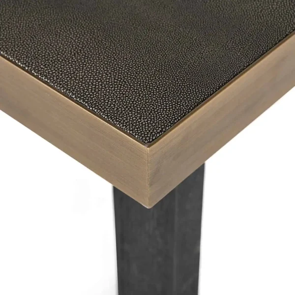 Masa dining neagra/aurie din fier si piele 200x100 Bloomville - imagine 4