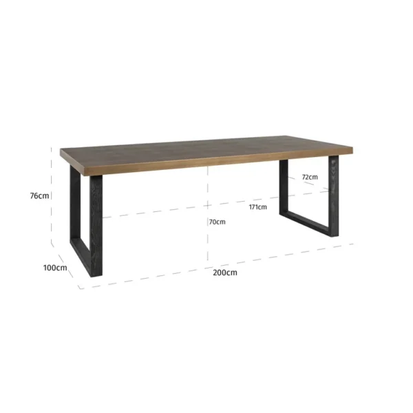 Masa dining neagra/aurie din fier si piele 200x100 Bloomville - imagine 6