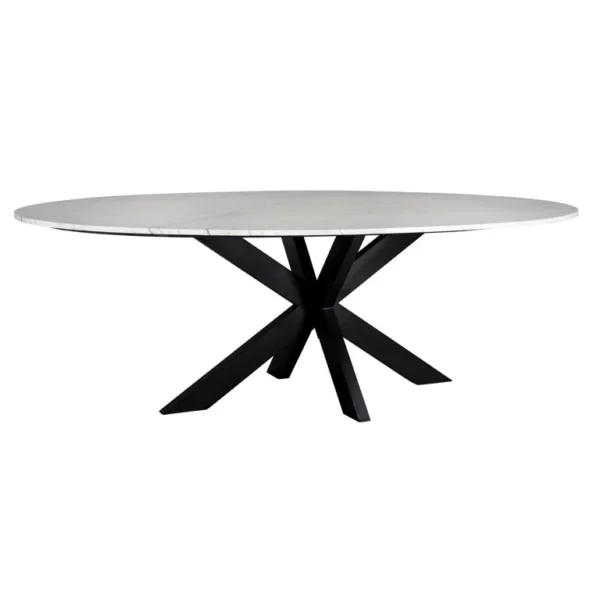 Masa dining ovala alba din marmura si fier 230x115 Lexington - imagine 2