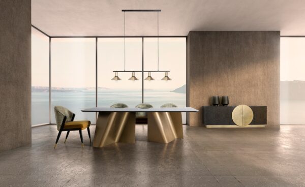 Masa dining ovala negru/auriu maro din portelan si otel 240x105 Tux - imagine 6