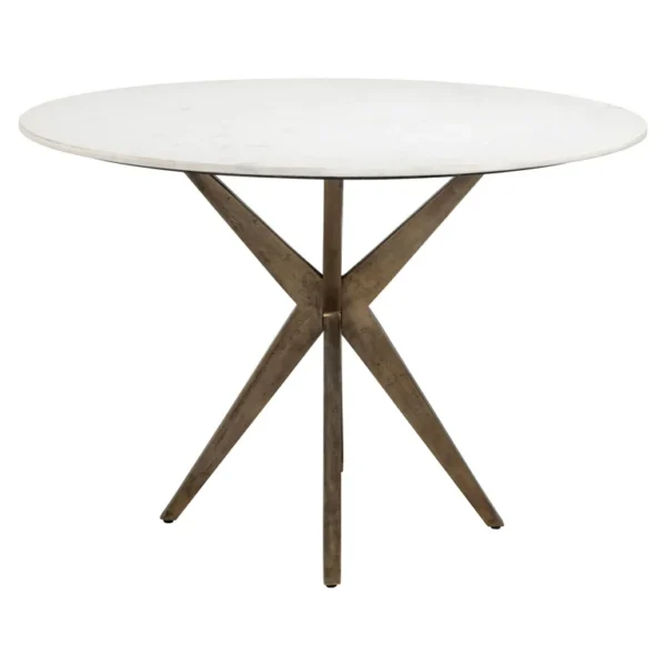 Masa dining rotunda alba/aramie din marmura Ø114 Maisy