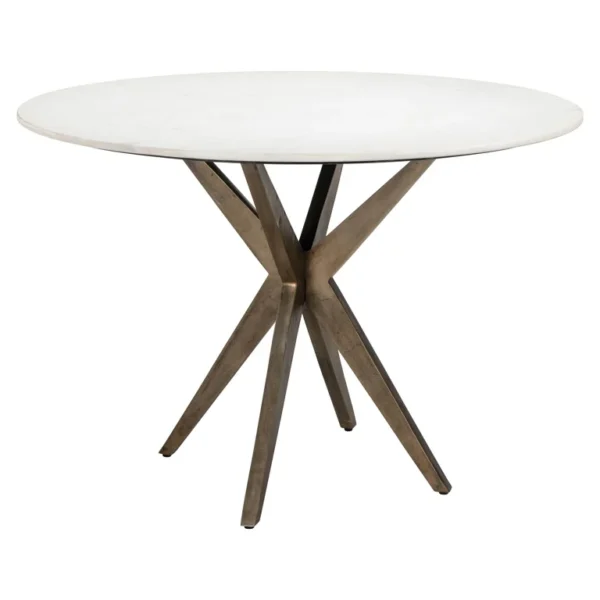 Masa dining rotunda alba/aramie din marmura Ø114 Maisy - imagine 2