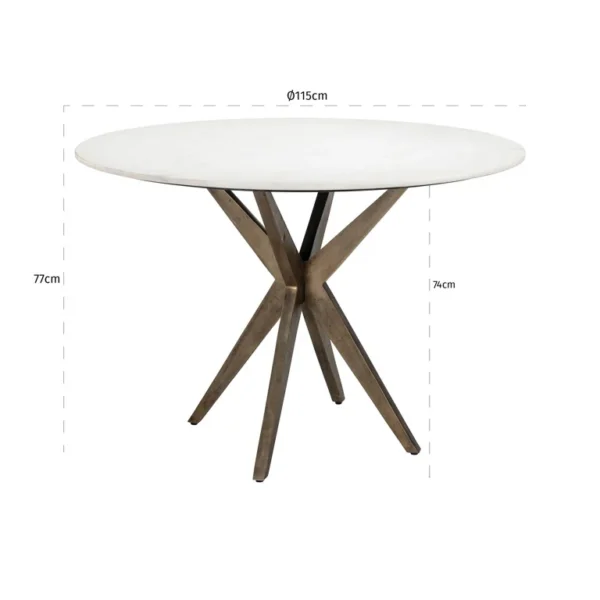Masa dining rotunda alba/aramie din marmura Ø114 Maisy - imagine 3