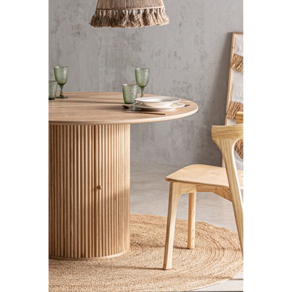 Masa dining rotunda bej natur din lemn Ø120 Skagen - imagine 8