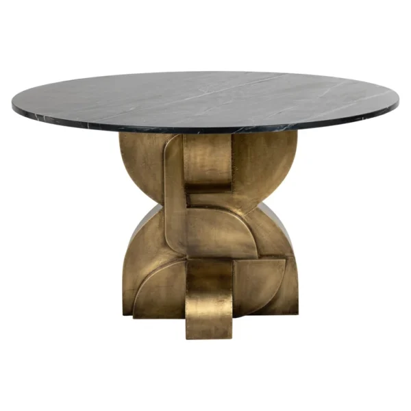Masa dining rotunda neagra/aramie din marmura Ø130 Maddox - imagine 2
