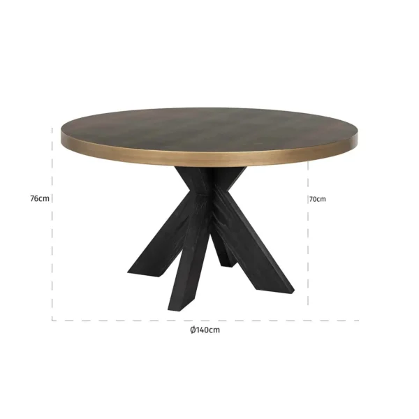 Masa dining rotunda neagra/aurie din fier si piele Ø140 Bloomville - imagine 5