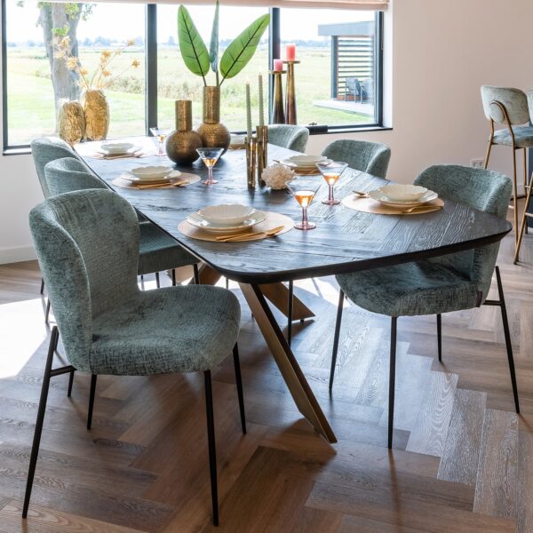 Scaun dining verde/negru din tesatura texturata Darby - imagine 8