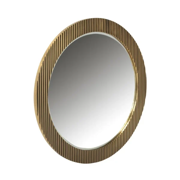 Oglinda decorativa aurie din MDF si metal Ø86 Ironville