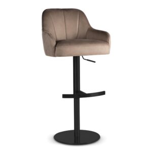 Scaun de bar rotativ din catifea maro/negru Tulip Supreme
