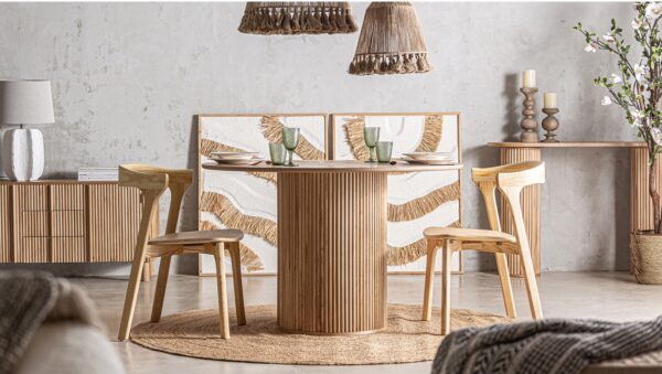 Scaun dining bej natur din lemn si MDF Kuta - imagine 8