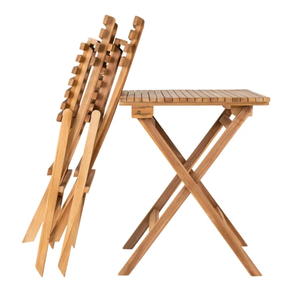 Set mobilier de exterior bej natur din lemn Cuenca - imagine 3