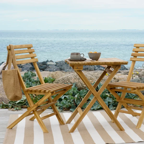 Set mobilier de exterior bej natur din lemn Cuenca - imagine 2