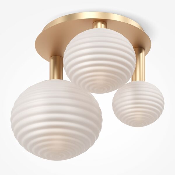 Plafoniera alba/aurie din metal si sticla cu 3 becuri Reels - imagine 2