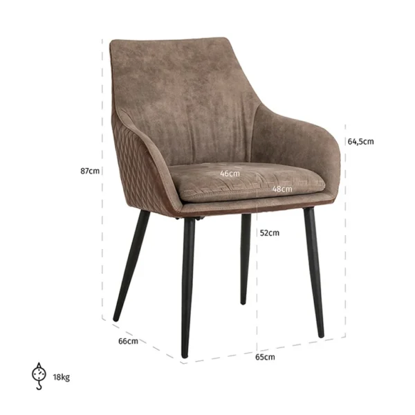 Scaun dining maro din tesatura si piele Chrissy - imagine 5