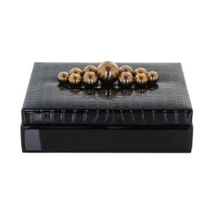 Cutie de depozitare neagra din MDF si sticla Nina