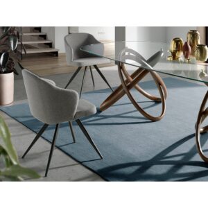 Scaun dining gri din tesatura si otel Glory