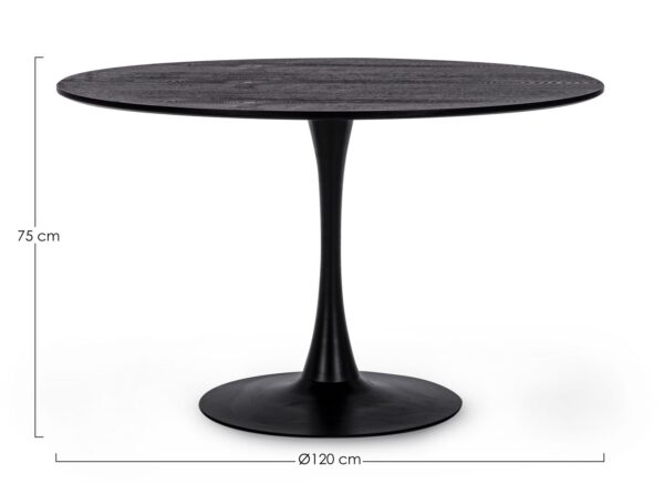 Masa dining rotunda neagra din MDF si otel Ø120 Bloom - imagine 3