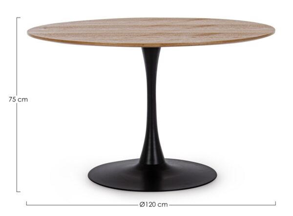Masa dining rotunda neagra/maro din MDF si otel Ø120 Bloom - imagine 3