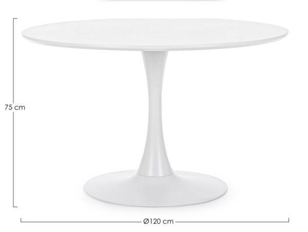 Masa dining rotunda alba din MDF si otel Ø120 Bloom - imagine 2