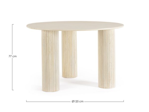 Masa dining rotunda alb natur din lemn Ø120 Dacca - imagine 5