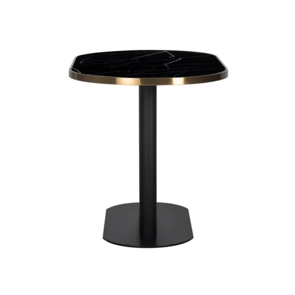 Masa dining ovala neagra/aurie din otel si marmura 70x120 cm Zenza - imagine 3