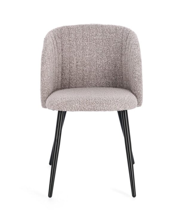Set 2 scaune dining grej deschis din tesatura boucle Queen - imagine 3