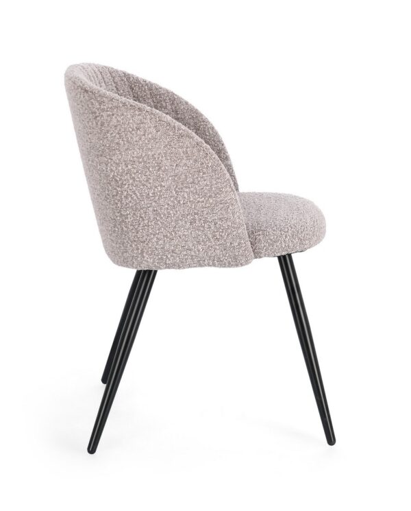 Set 2 scaune dining grej deschis din tesatura boucle Queen - imagine 4