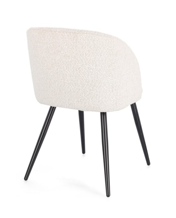 Set 2 scaune dining crem deschis din tesatura boucle Queen - imagine 5