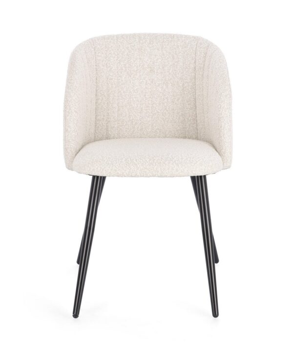 Set 2 scaune dining crem deschis din tesatura boucle Queen - imagine 3