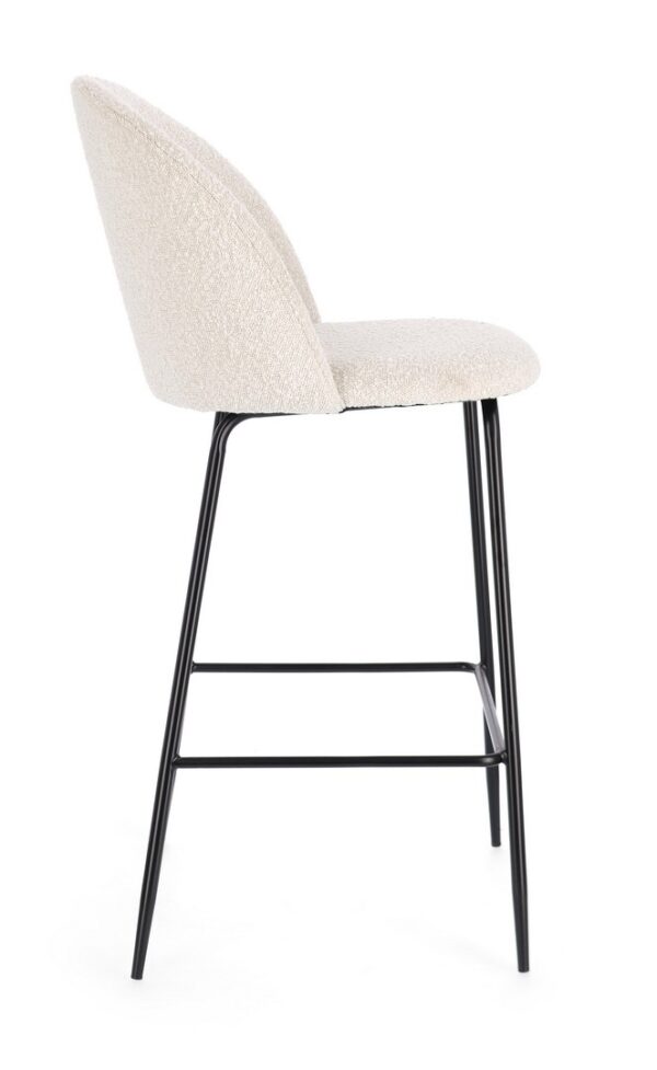 Set 2 scaune de bar alb/negru din tesatura boucle Carry - imagine 4