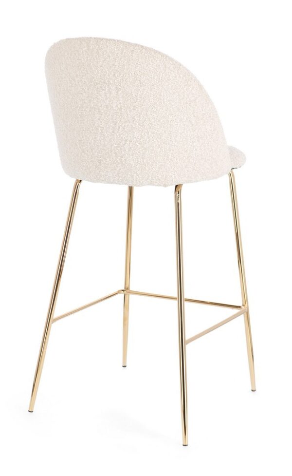 Set 2 scaune de bar alb/auriu din tesatura boucle Carry - imagine 5