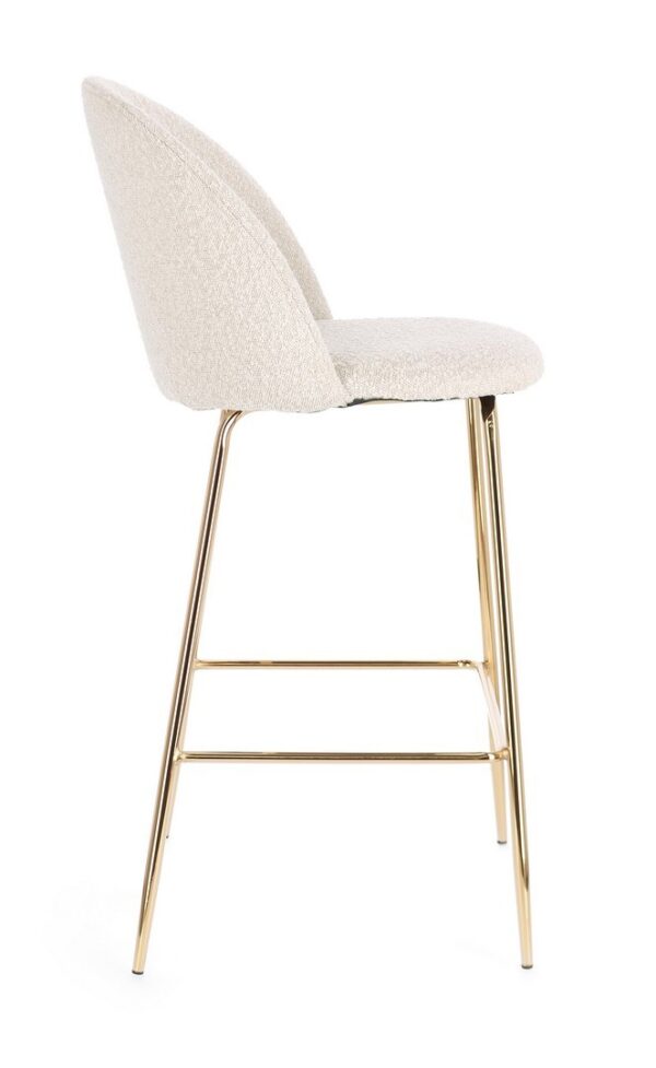 Set 2 scaune de bar alb/auriu din tesatura boucle Carry - imagine 4
