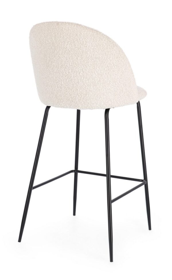 Set 2 scaune de bar alb/negru din tesatura boucle Carry - imagine 5