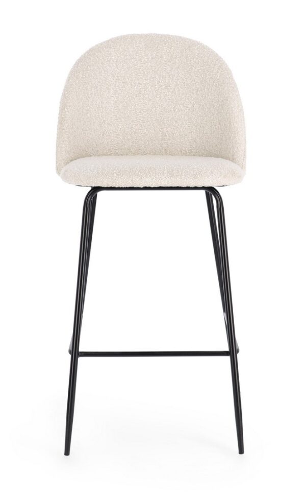 Set 2 scaune de bar alb/negru din tesatura boucle Carry - imagine 3