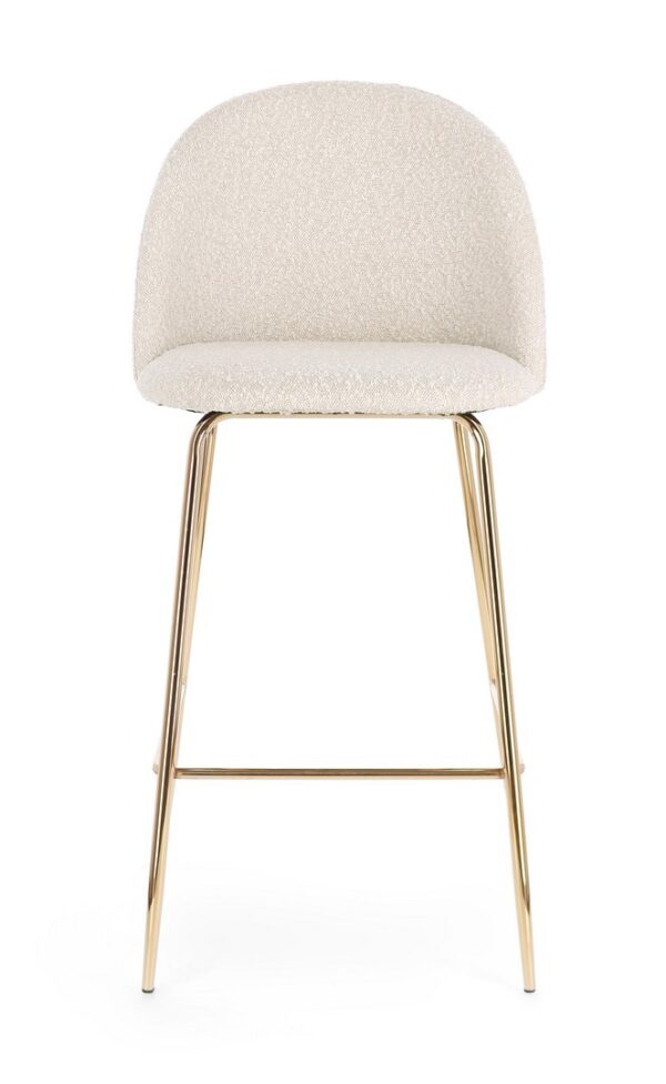 Set 2 scaune de bar alb/auriu din tesatura boucle Carry - imagine 3
